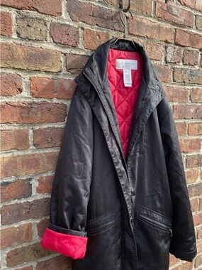 VTG Liz Claiborne Lizsport Black Parka Jacket Pink Lining XL NWOT Gorpcore